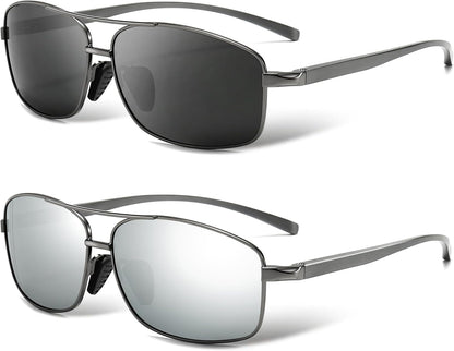 Ultra Lightweight Rectangular Polarized Sunglasses UV400 Protection