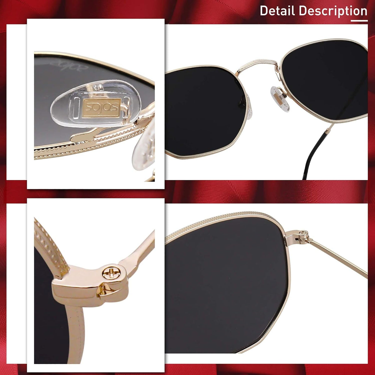 Square Polarized Sunglasses for Women Men Small Hexagonal Polygon Mirrored Lens SJ1072