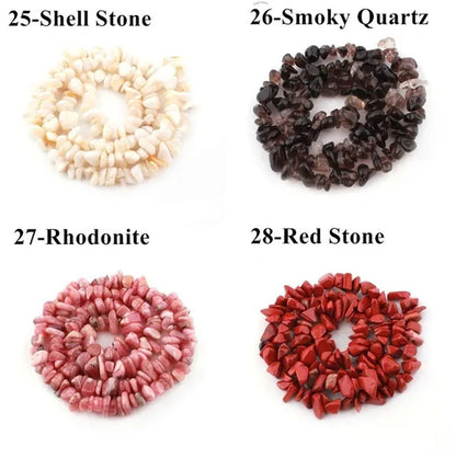 5-8MM natural stone irregular shape free-form chip beads tiger eye amethyst turquoise white crystal red coral Lapis lazuli used for jewelry making DIY bracelet 30"