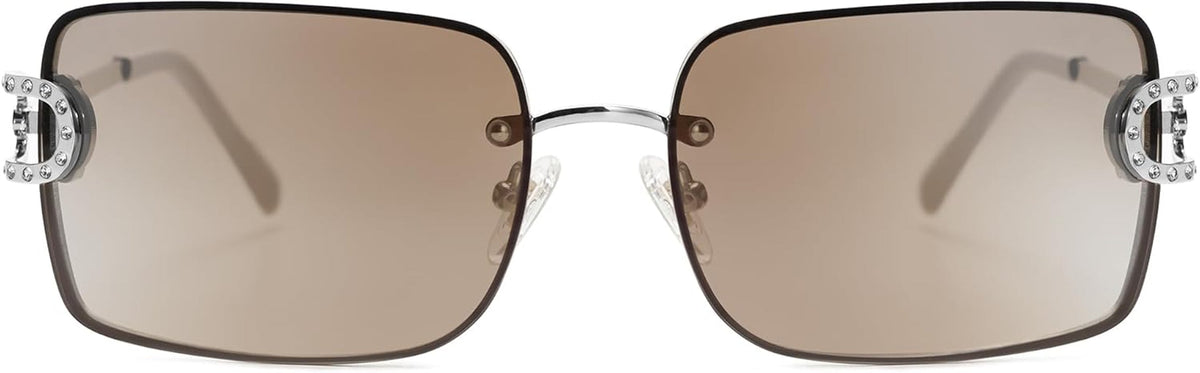 Vintage Rectangle Sunglasses for Women,Trendy Rimless 90S UV400 Womens Y2K Shades SJ1178