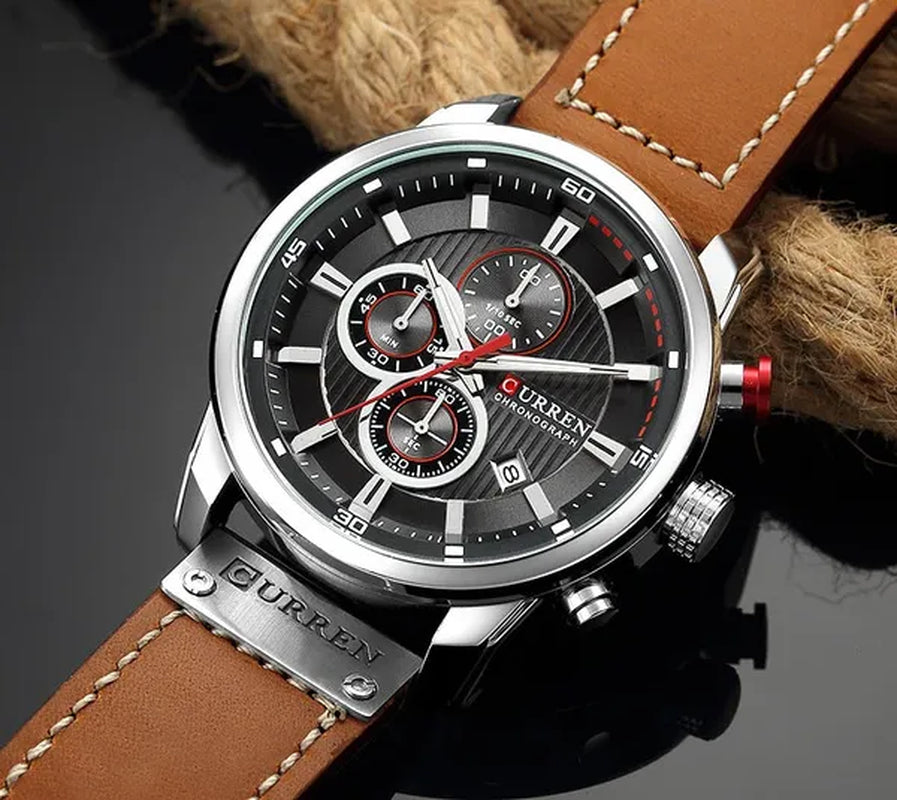 Men's CURREN 8291 Analog Digital Army Military Watches Leather Sports Watch Quartz Wristwatch