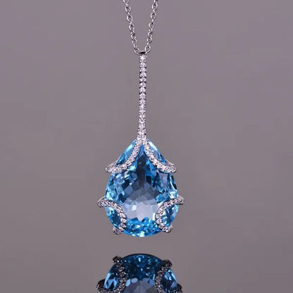 Necklace Crystal Oval Water Drop Charm Pendant Necklace Gift Jewelry Accessories Girls Women