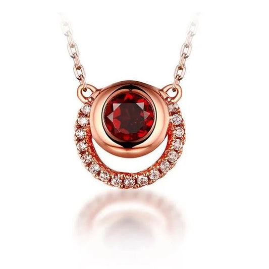 Majesty Diamonds MDS170301 0.5 CTW Round Red Garnet Circle Pendant Necklace in .925 Sterling Silver with 18K