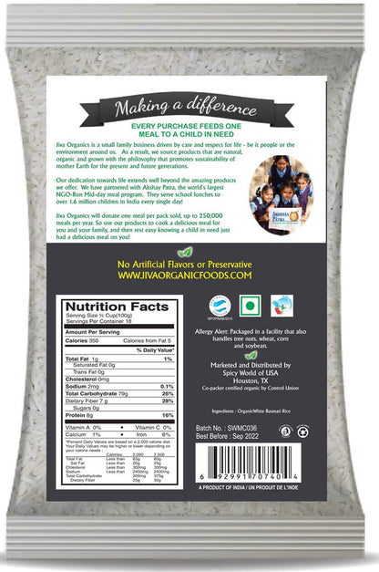 Organic Basmati Rice 4 LB Bag - Pure, Extra Long, Premium Quality from India - by