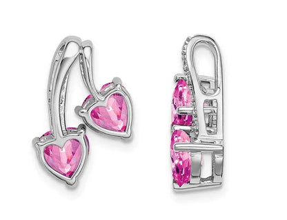 1.50 Carat (ctw) Lab-Created Pink Sapphire Heart Pendant Necklace in 14K White Gold with Chain