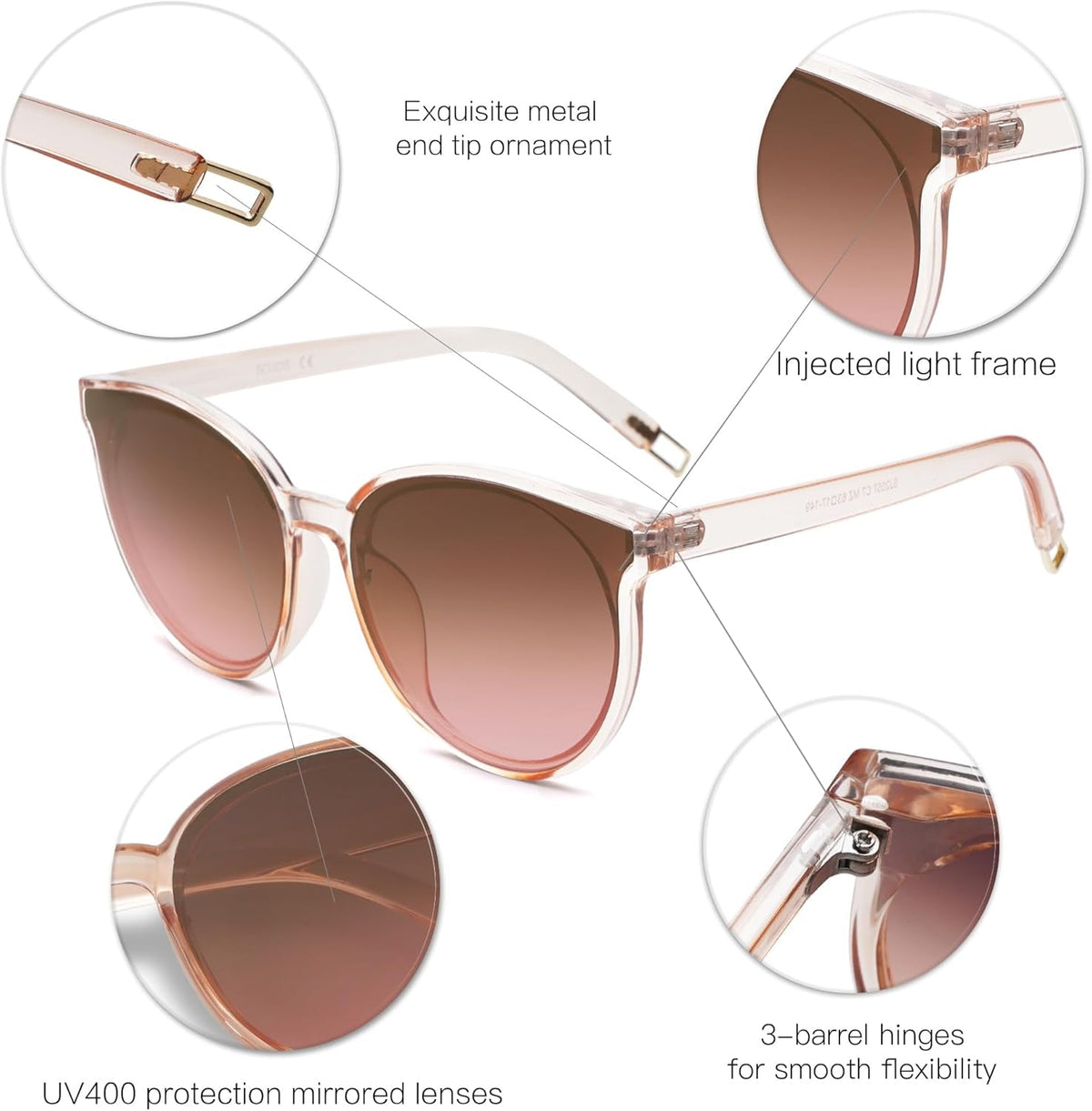 Oversized round Sunglasses for Women and Men