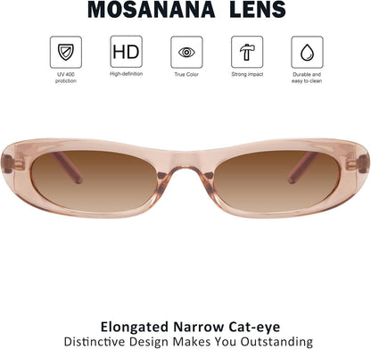 Elongated Narrow Cat Eye Sunglasses for Women MS52357