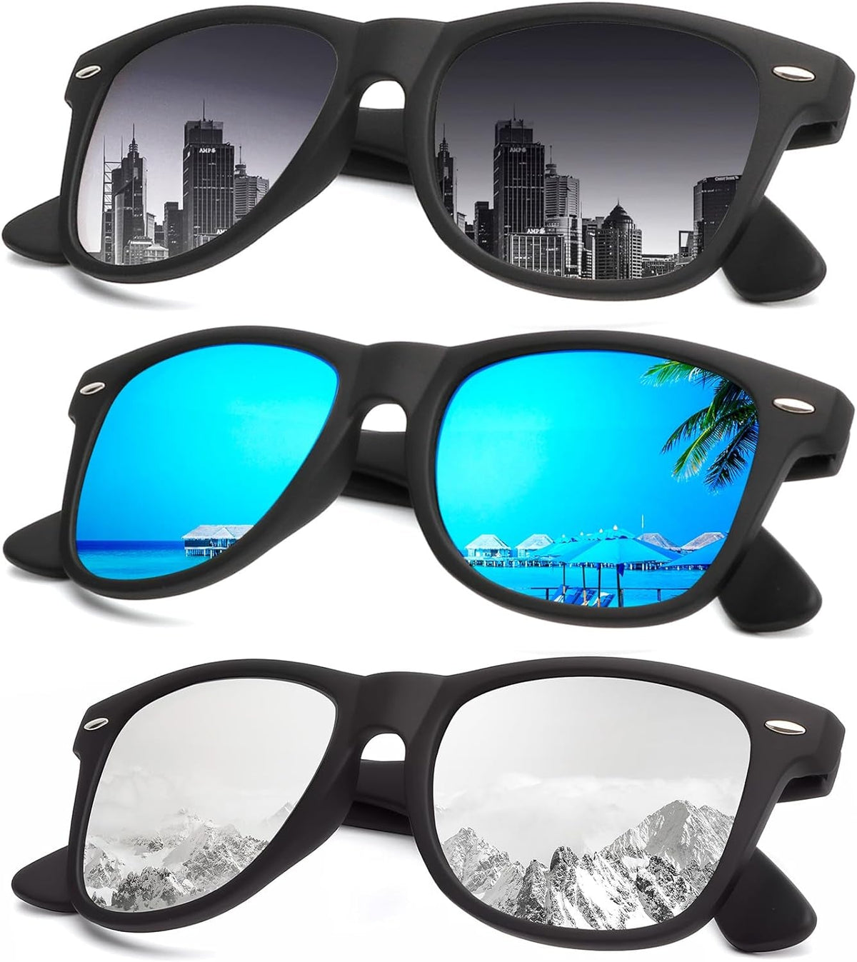 Sunglasses Men Polarized Sunglasses for Men Women Unisex Semi-Rimless Frame Retro Driving Sun Glasses UV Blocking