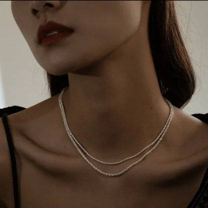 Shiny sparkling glitter clavicle chain  silver necklace brand new fashion sterling silver necklace chain