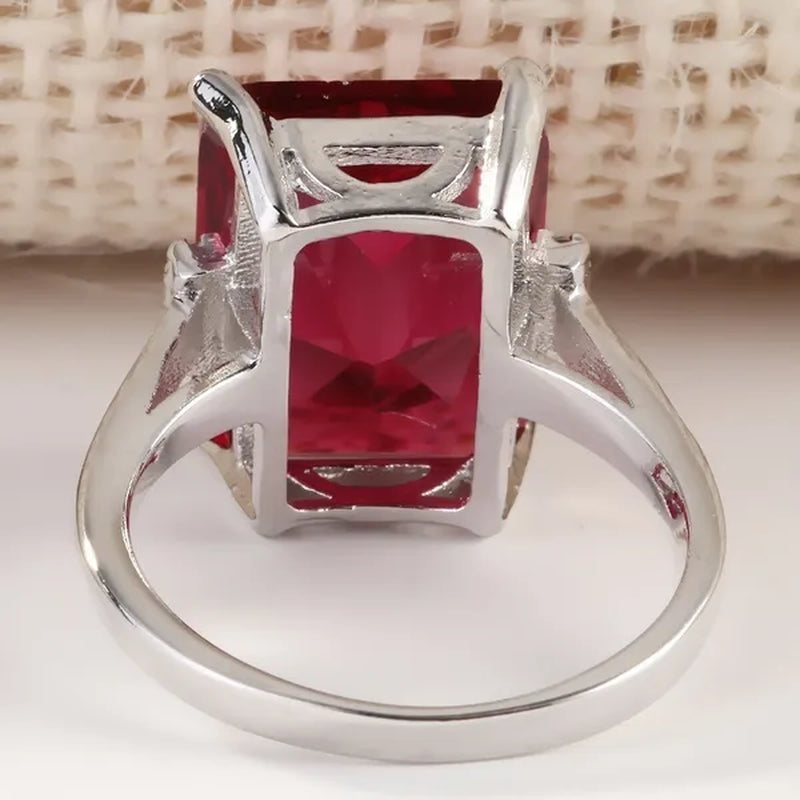 Women Fashion Natural 11.2CT Ruby Clear 925 Sterling Silver Wedding Ring Size 6 7 8 9 10