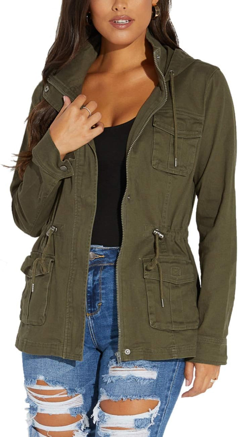 Womens Camouflage Shacket Jacket Coats Fashion Fall Long Sleeve Zipper Canvas Camo Jackets with Pockets