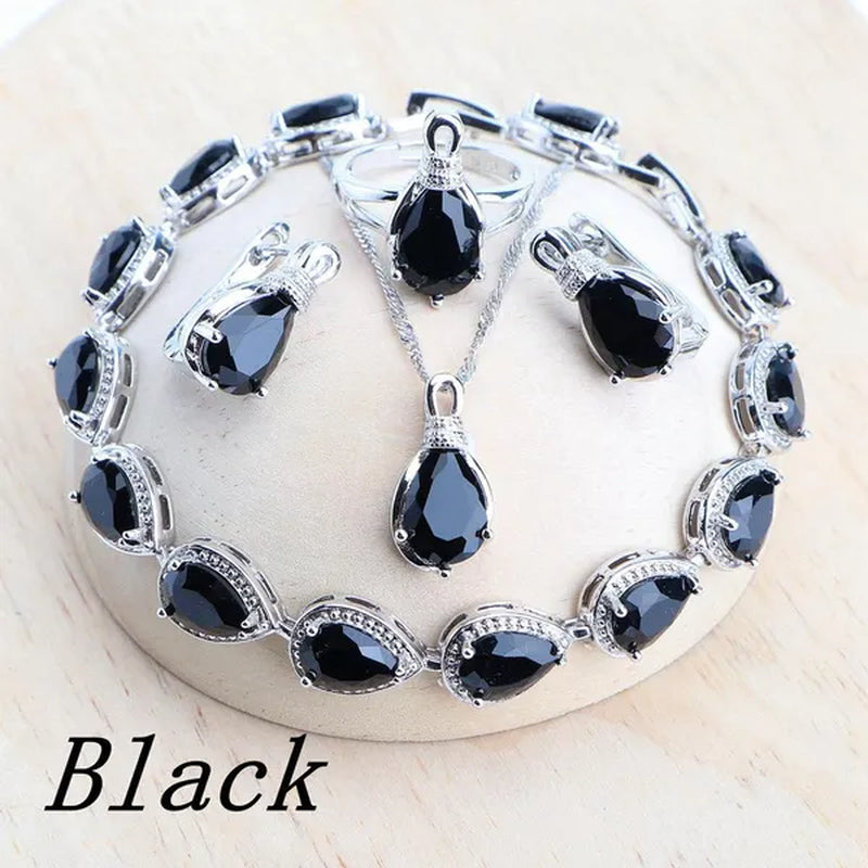 Magic Rainbow Zircon 925 Silver Jewelry Sets For Women