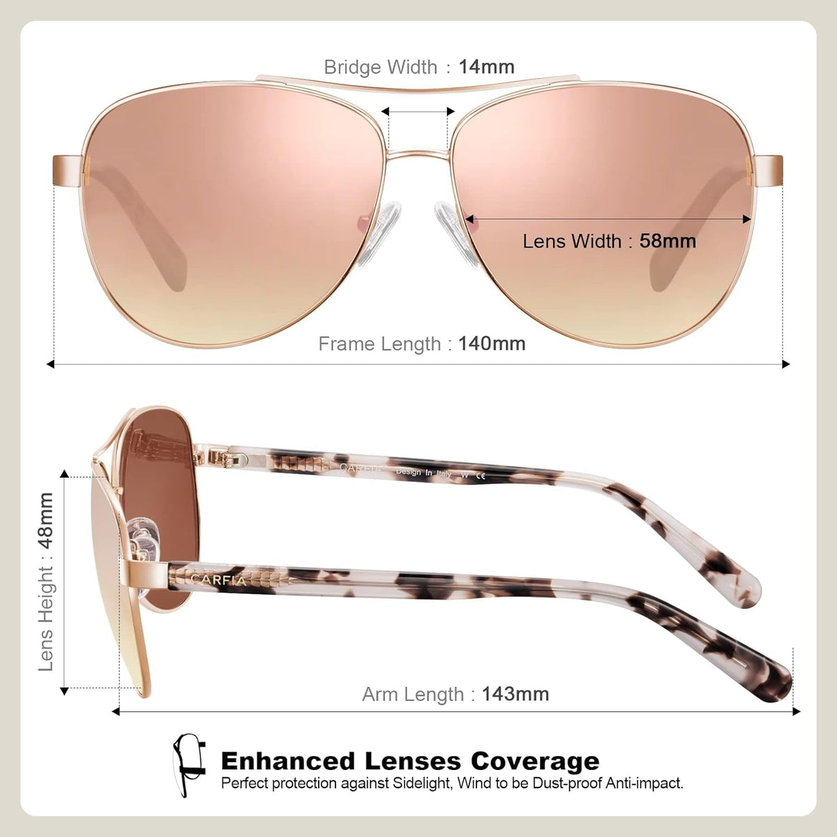Polarized Sunglasses for Women UV Protection Ultra-Lightweight Metal Frame Woman's Shades CA3216