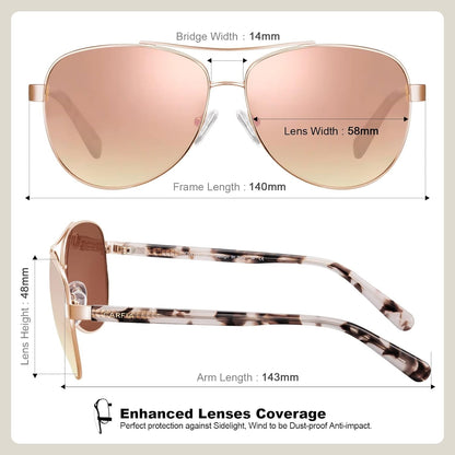 Polarized Sunglasses for Women UV Protection Ultra-Lightweight Metal Frame Woman's Shades CA3216