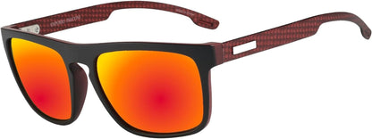 Polarized Sunglasses Men - Square Durable TR90 Lightweight Frame Carbon Fiber UV400 Protection Mens Sunglasses