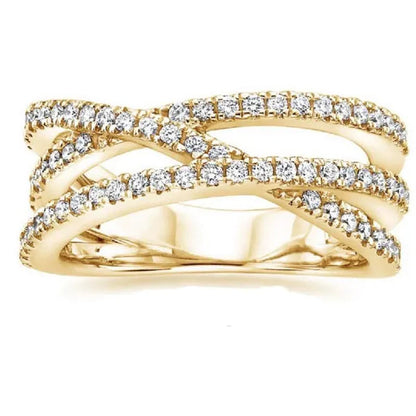 Simple Cross Twist Design Wedding Rings for Woman Full Paved CZ Stone Exquisite Female Finger-ring Statement Jewelry Anniversary Gift