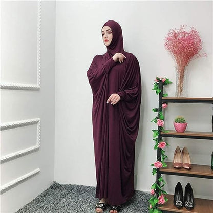 Women'S Muslim Dress One Piece Prayer with Hijab Full Length Dress Abaya Dubai Islam Robe Turkey Caftan