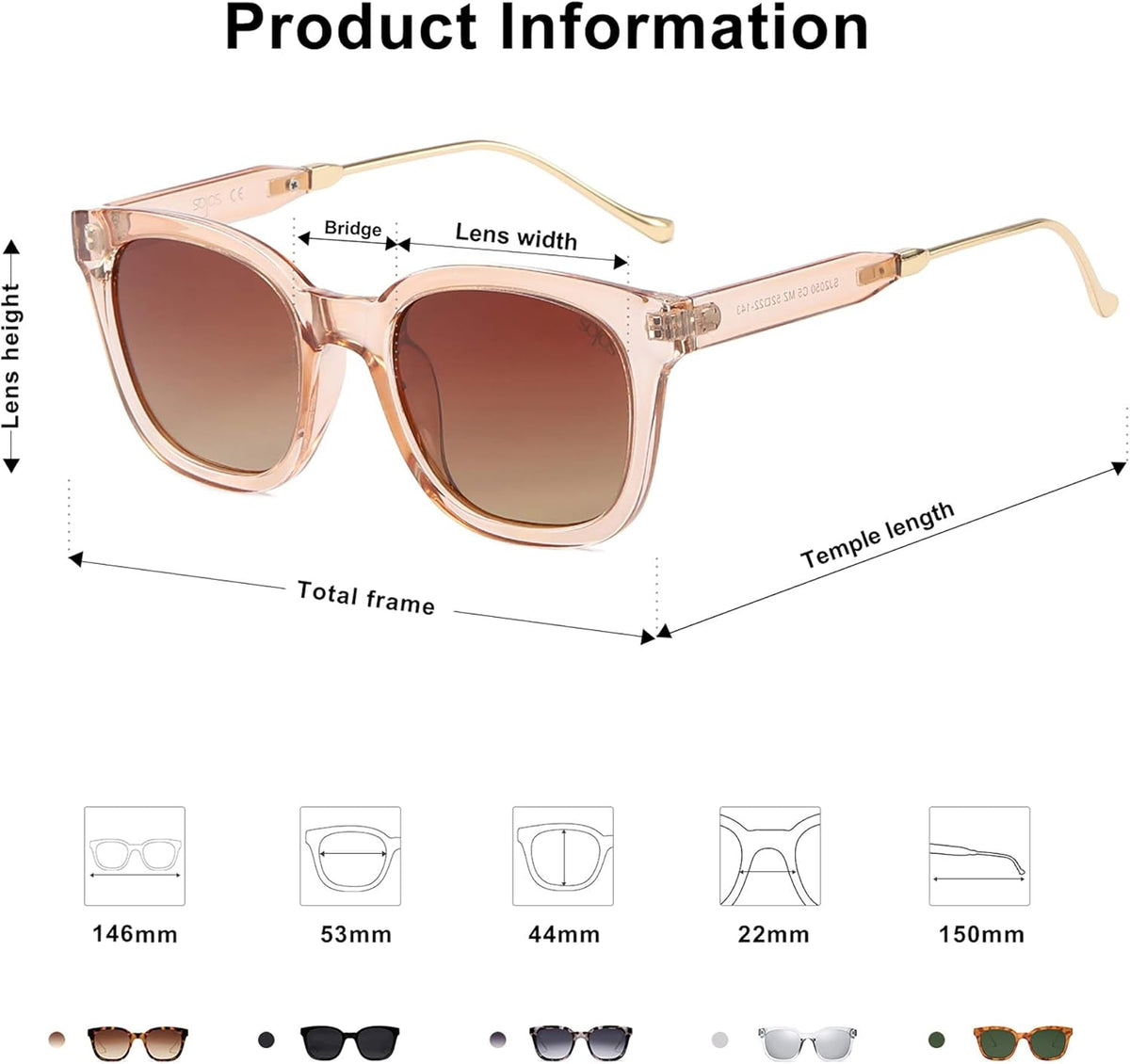 Classic Square Polarized Sunglasses Womens Mens Retro Trendy UV400 Sunnies SJ2050
