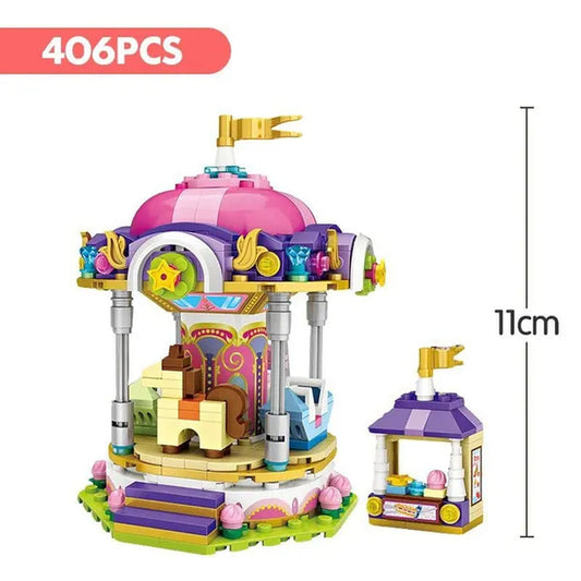 Loz Amusement Park Food Truck Merry-Go-Round Ferris Wheel Mini House Diamond Mini Building Block Cute Toys for Kids and Girls