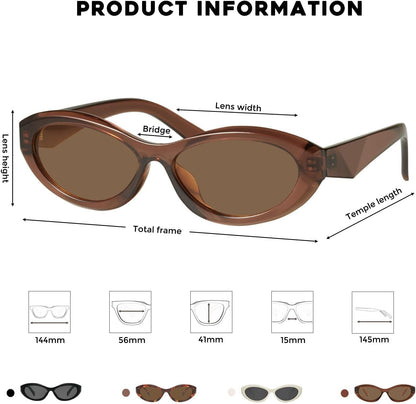 Oval Cat Eye Sunglasses for Women Retro Y2K Style MS52372