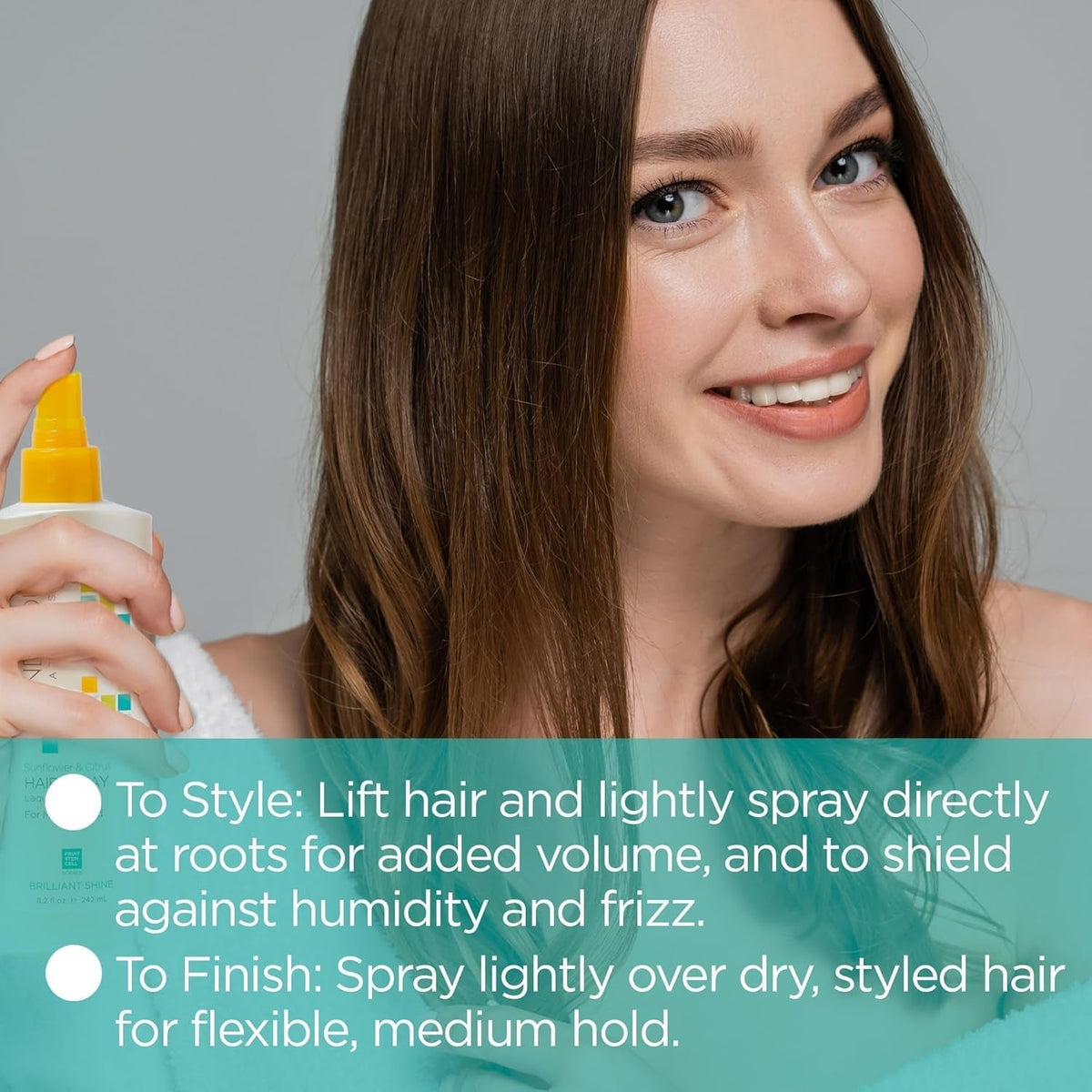 Brilliant Shine Hair Spray, Sunflower & Citrus, Styling and Hair Shine Spray with Medium Hold, Tames Frizzy Hair & Flyaways, Quick Drying & Non-Sticky, Cruelty Free, 8.2 Fl Oz