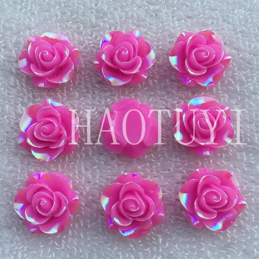 60pcs 10mm New fashion style Flower Rhinestone AB Resin Flatback handsewing gem stones crystal
