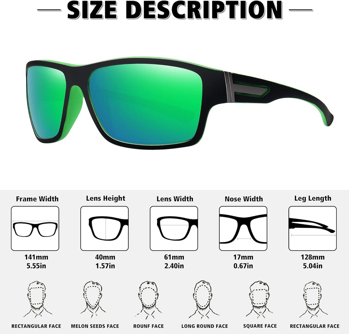 Polarized Sports Sunglasses for Men Women Unbreakable Frame Cycling Fishing Driving