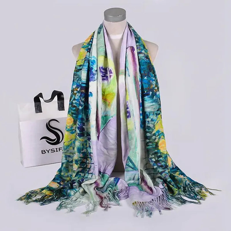 [BYSIFA] Purple Roses Women Scarves Shawl For WInter New Design Warm Long Cashmere Pashmina Double Faces Ladies Scarves Wraps