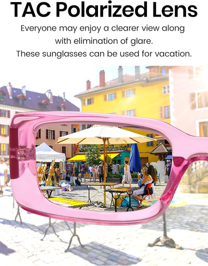 Rectangle Sunglasses Men Tinted Polarized Big Square Retro 90S Vintage Y2K Glasses for Women UV Protection