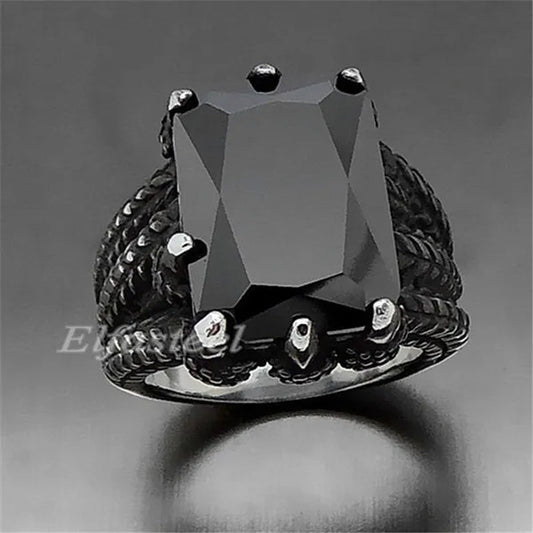 MEN'S BOY"S Dragon Claw Sapphire Ruby Blue CZ 316L Silver Stainless Steel Biker Ring US Size 8 To15