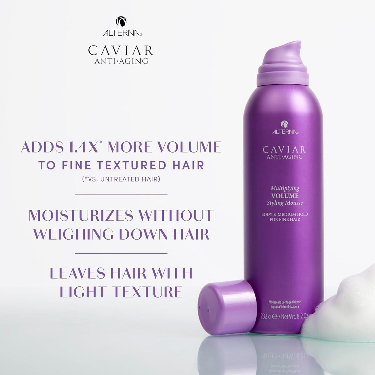 Haircare CAVIAR Anti-Aging Multiplying Volume Styling Mousse, 8.2 Fl Oz | for Fine, Thin Hair | Medium Hold | Create Instant Volume and Thickness | Sulfate Free