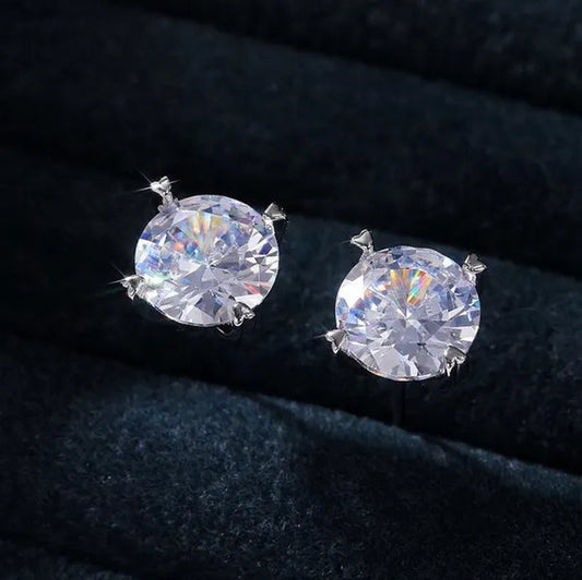 Fashion Jewellery Ear Studs 925 Sterling Silver White Sapphire Diamond Earrings