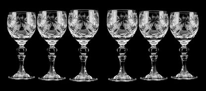SET of 6 Russian CUT Crystal Shot/Sherry Glasses on a Long Stem 65Ml/2Oz Hand Made