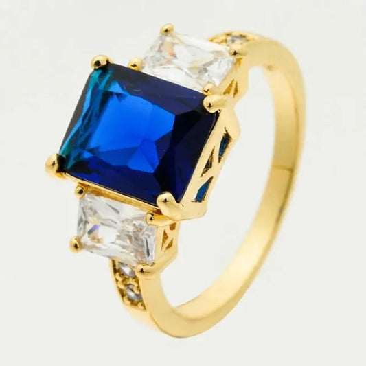 4-Color Natural 5.99CT Emerald/White/Alexandrite/Sapphire Diamond 14K Yellow Gold Ring Size 6-10