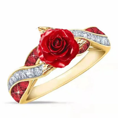 Elegant Fashion Women's Creative Rose Ring Infinite Ring Cross Ring Luxury Couple Diamond Jewelry Engagement Rings for Women Bridal Anniversary Gift Romantic Valentine's Day Size 5-11