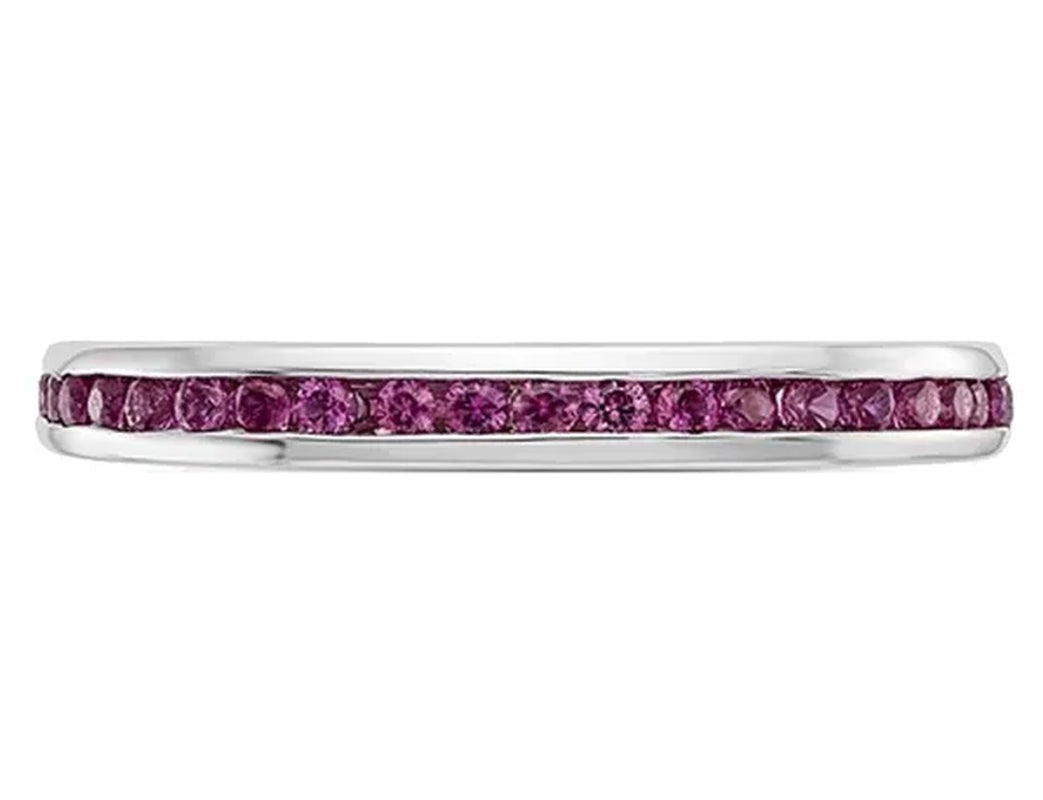 Natural Ruby Semi-Eternity Wedding Band Ring 1/3 Carat (ctw) in 14K White Gold