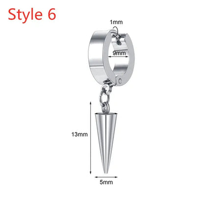 1 Pair Stainless Steel Huggie Hinged Hoop Earrings Hoop Dangle Earrings for Women Men Silver Black