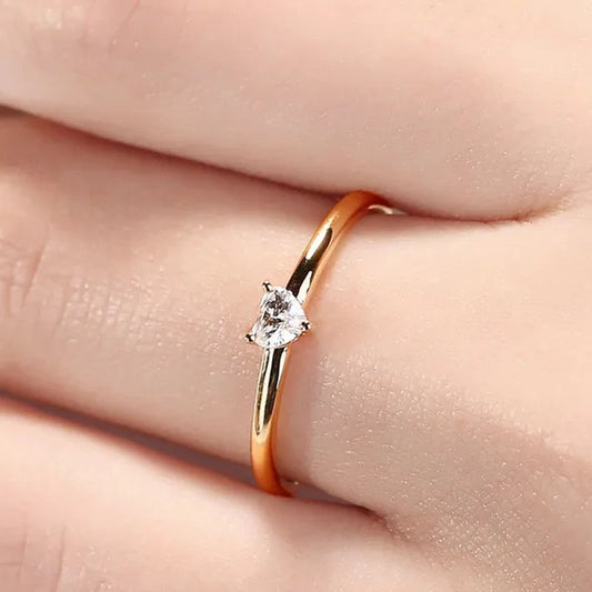 Rings for Women Little Heart Shaped Gold Color Wedding Engagement Dainty Ring Jewellry Zircon Romantic Fashion Jewelry