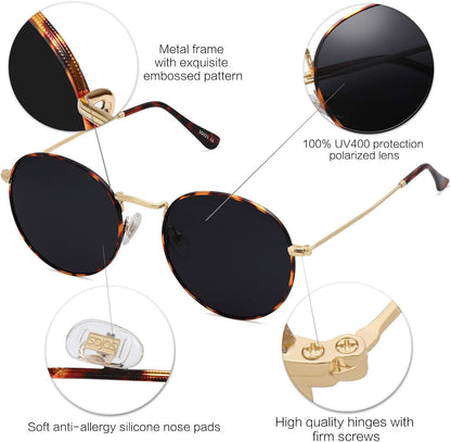 Small round Polarized Sunglasses for Women Men Classic Vintage Retro Shades UV400