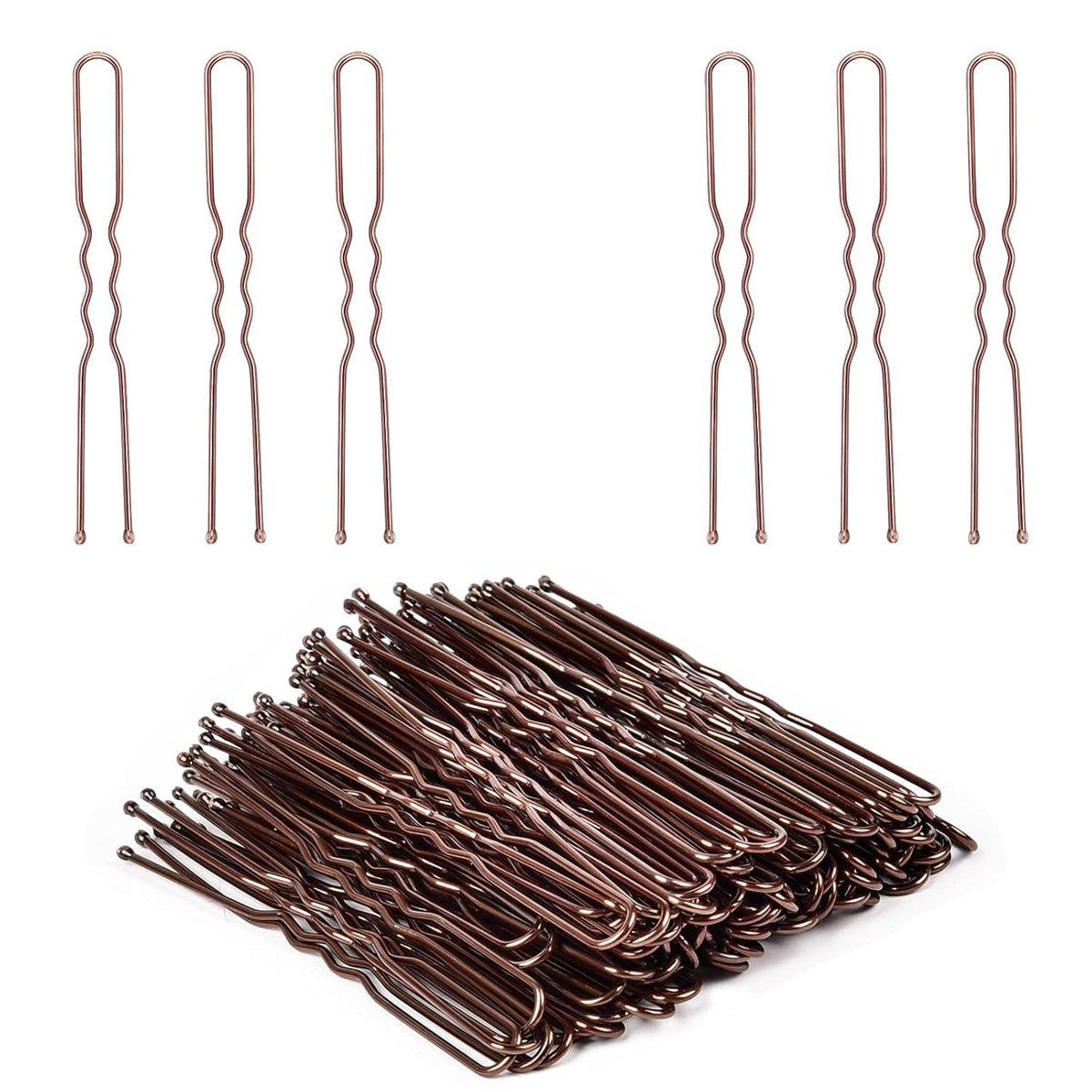 U Shaped Hair Pins,  2.4Inch Hair Pins for Women with Storage Box, Brown