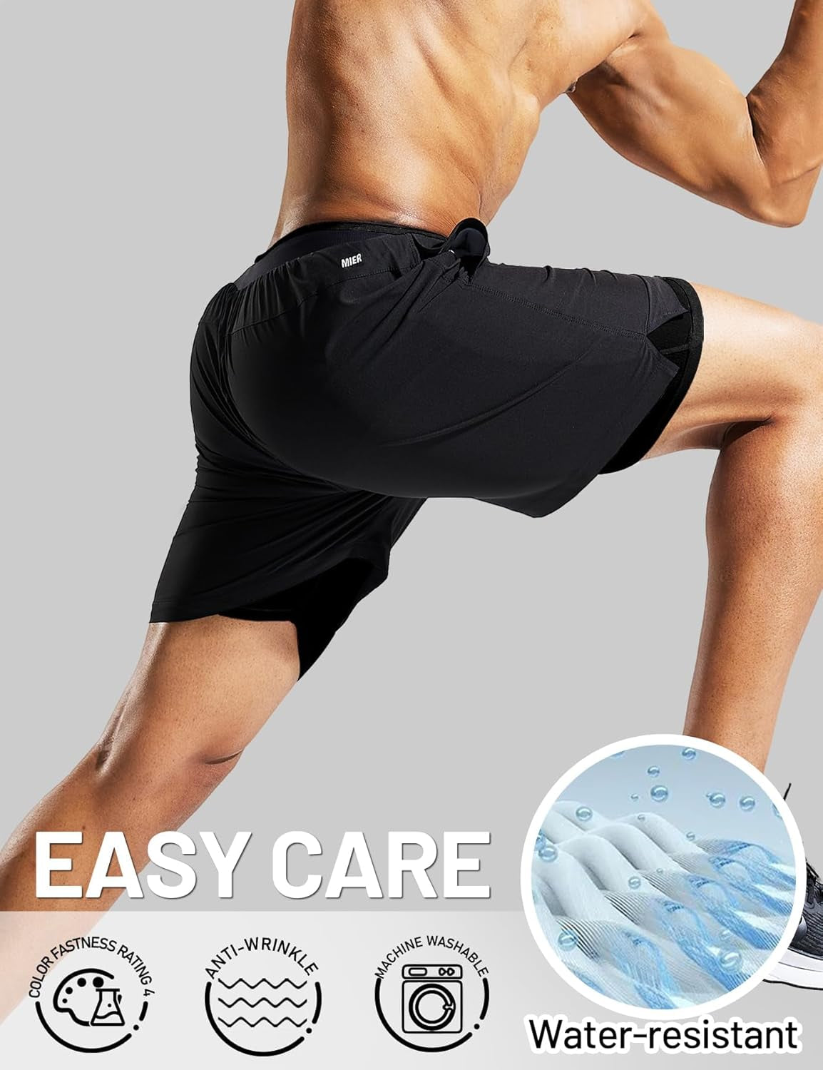 Men'S 2 in 1 Running Shorts with Liner 5" Quick Dry Gym Workout Athletic Shorts with Pockets, Lightweight, Breathable