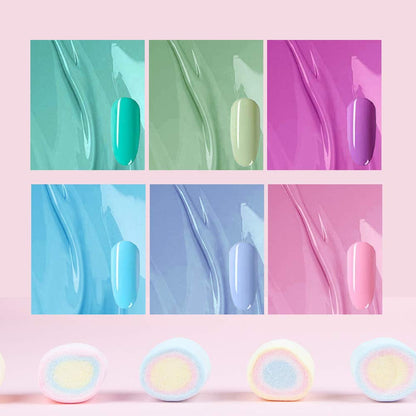 Gel Nail Polish-Gel Nail Polish Kit,UV Soak-off Nail Gel Home DIY Manicure,6Pcs/Set Summer Series Mint-Green Light-Purple Baby-Blue Light-Pink,Gel Nail Kit for Starter