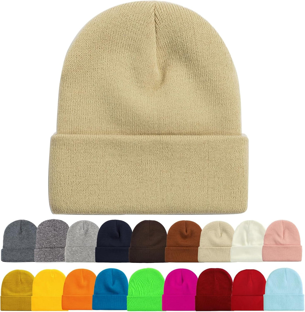 1&2 Pack Beanie for Men Women Slouchy Beanie Hats Winter Knit Caps Soft Ski Hat Unisex