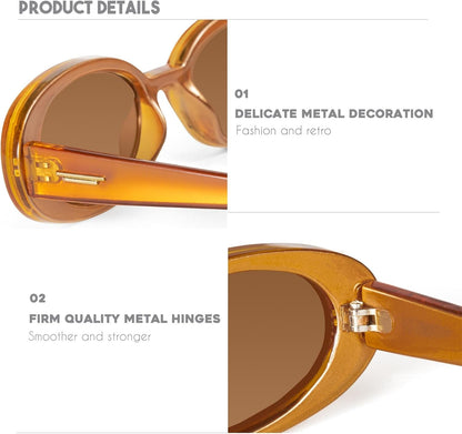 Retro Tiny Oval Sunglasses for Women with Small Face Narrow Style MS52360