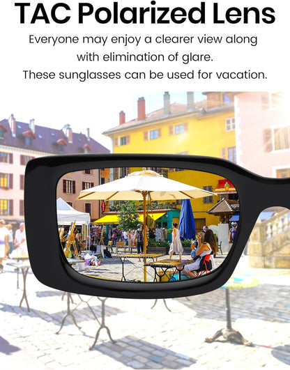 Rectangle Sunglasses Men Tinted Polarized Big Square Retro 90S Vintage Y2K Glasses for Women UV Protection