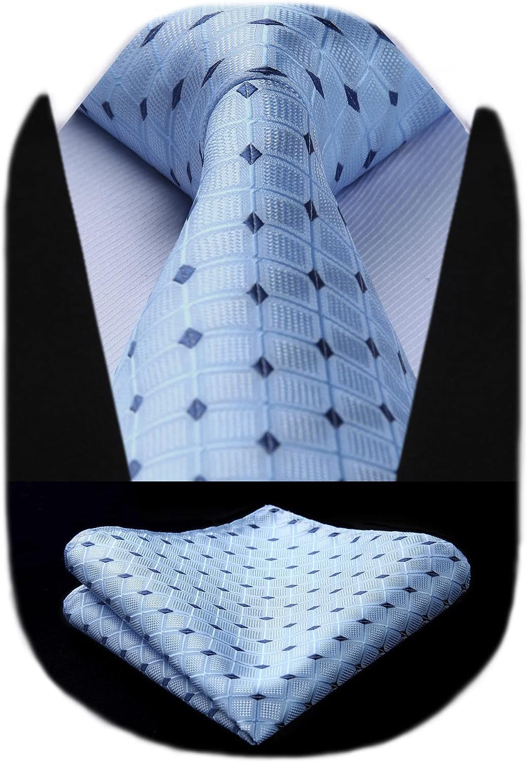 Mens Ties Plaid Tie and Pocket Square Set Classic Woven Formal Checkered Neckties & Handkerchief Wedding Party