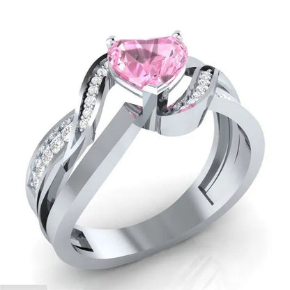 Natural Black Sapphire & Diamond Heart Cut Engagement Wedding 18 K White Gold Filled Ring