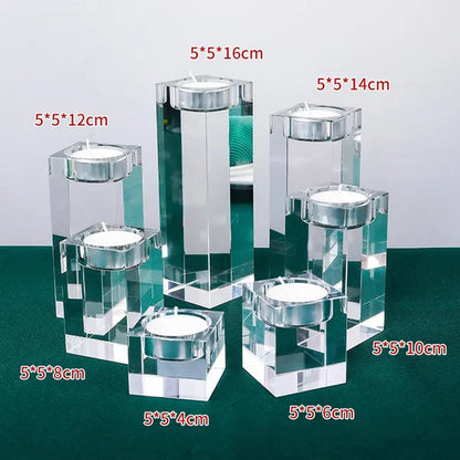 Home Decorations Crystal Candlestick Wedding Glass Candle Holder Table Centerpieces Bar Coffee Shop Decorations