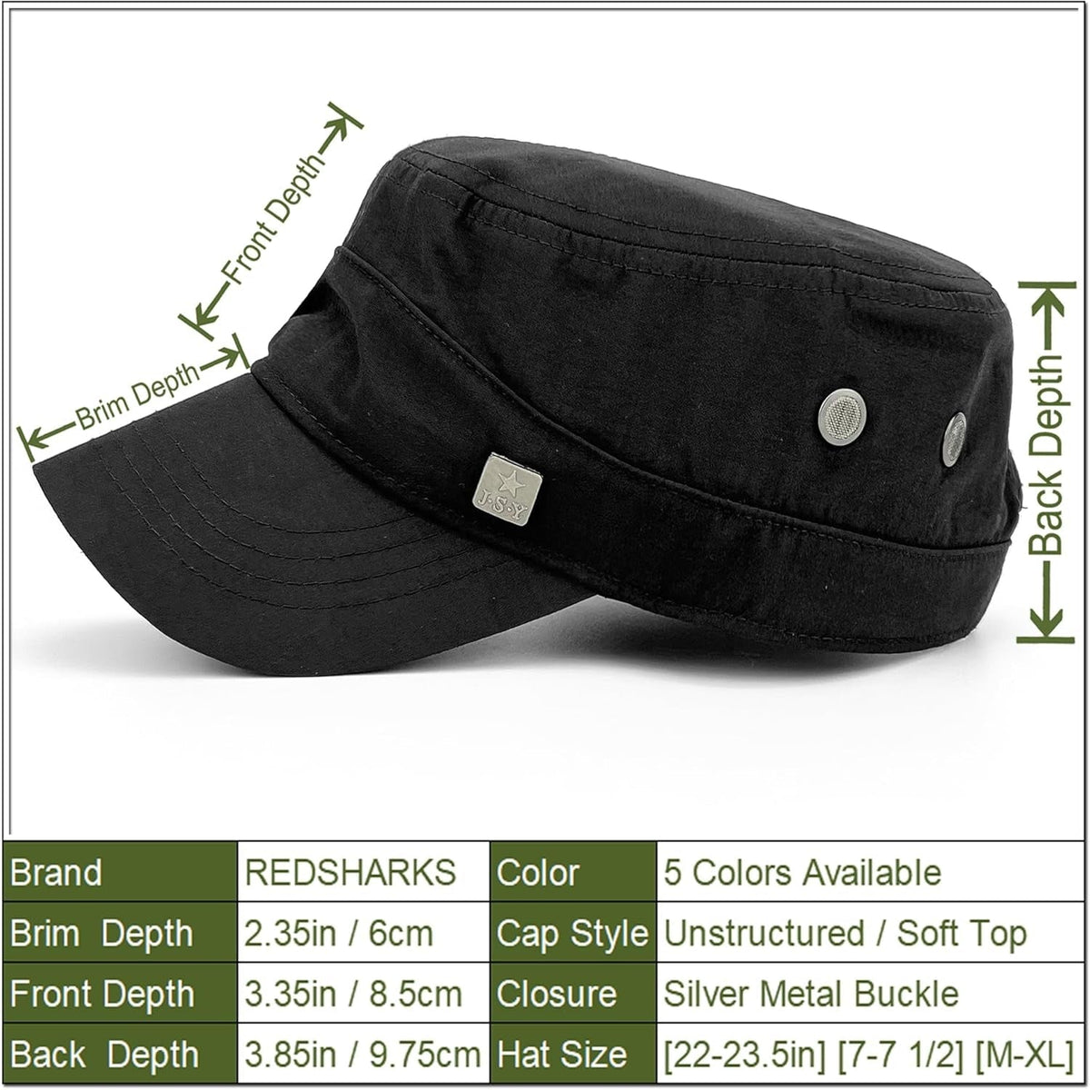 Polyester Water Resistant Military Caps for Men Quick Dry Cadet Hats for Women Army Cap Flat Top Dad Hat