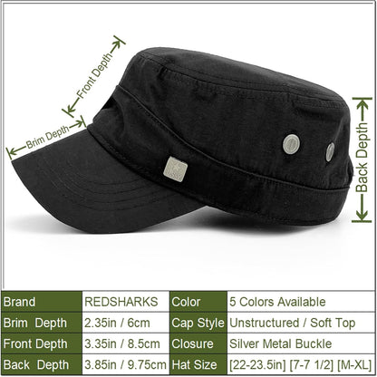 Polyester Water Resistant Military Caps for Men Quick Dry Cadet Hats for Women Army Cap Flat Top Dad Hat